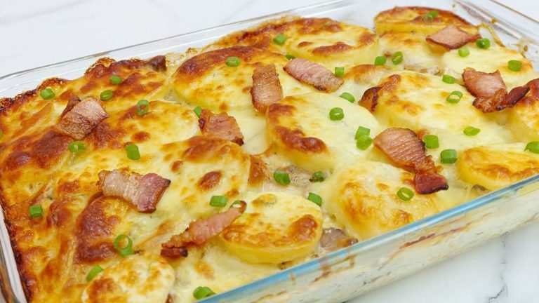 Batata Gratinada Ao Forno Com Bacon Muito Gostoso E Fácil De Preparar